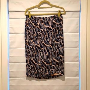 Silky navy and pink skirt